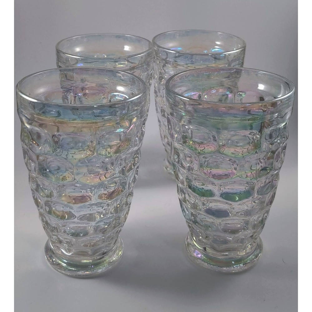 Vintage Federal Glass Tumblers Moonglow iridescent 1960s